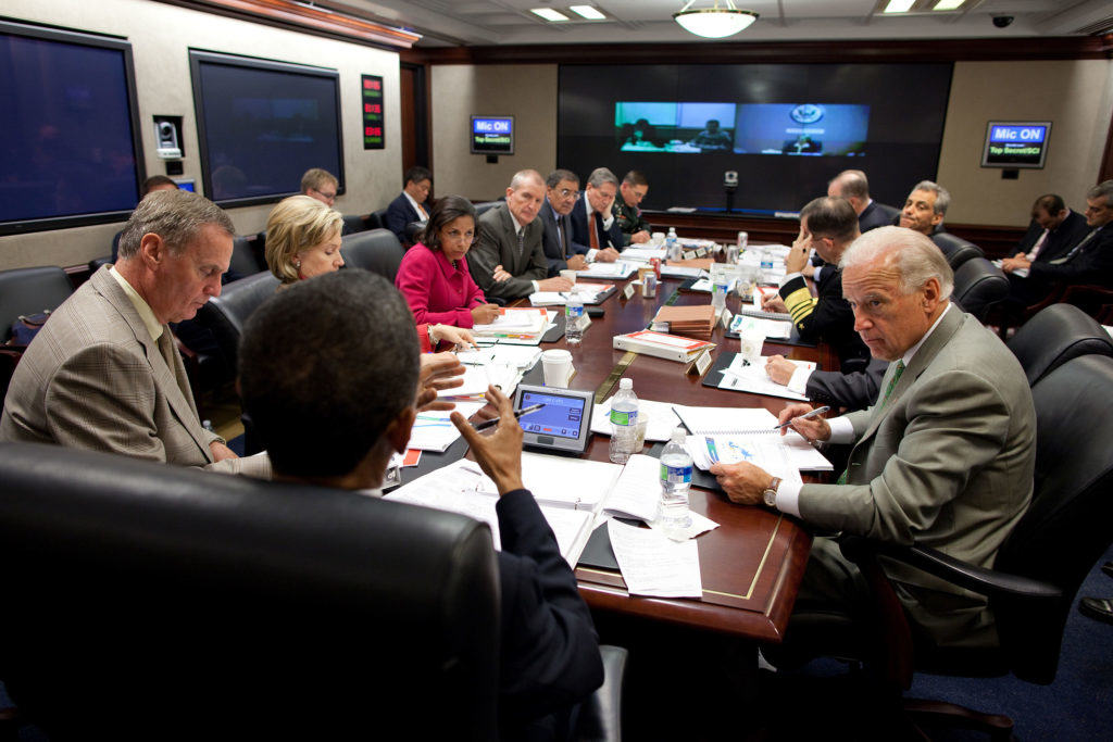 President Barack Obama attends a meeting on Afghanistan in the Situation Room in the White House. (White House photo by Pete Souza)