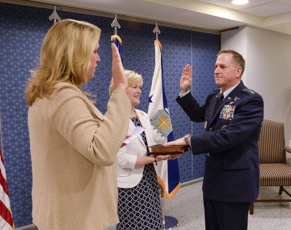 Gen. David L. Goldfein is sworn in as the 21st Air Force Chief of Staff. (U.S. Air Force photo)