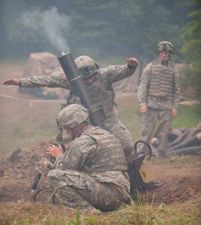 Soldiers conduct a 120mm live-fire training exercise at Camp Atterbury, Indiana, on Aug. 13, 2016. (Photo: Army Sgt. Jarred Woods)
