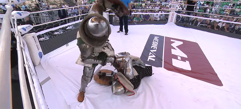 Watch this knockout from a modern-day Medieval knight fight