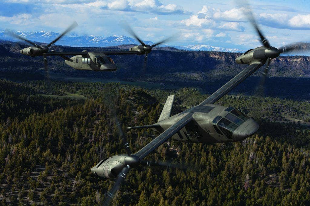 Artist's conception of a section of Valors ingressing during a mission. (Courtesy of Bell Helicopter)