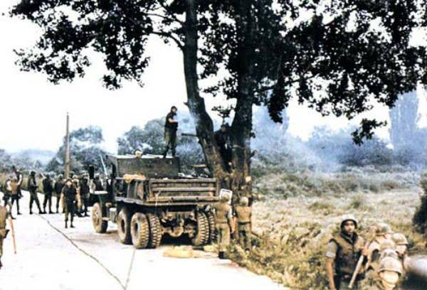 The Korean battlefield with an armored vehicle