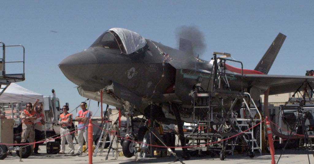 A gun test on the F-35 on Edwards Air Force Base, Calif. | US Air Force photo