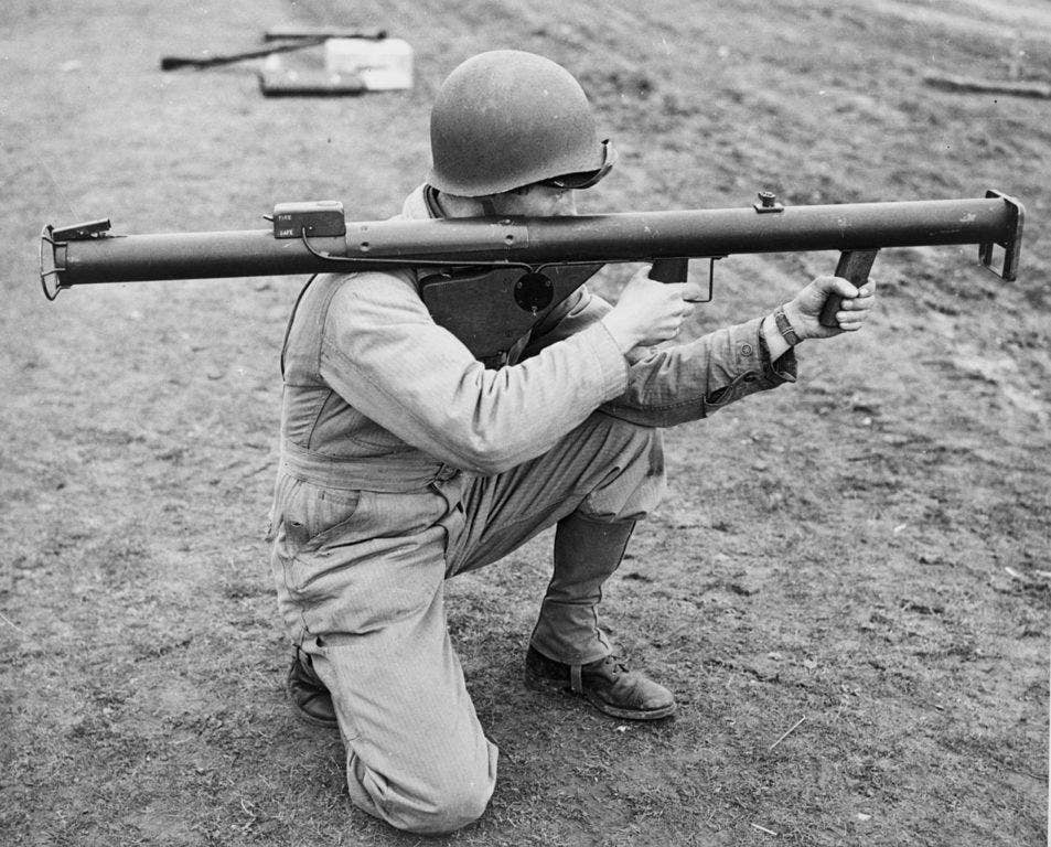 A World War II-era U.S. troop holding a bazooka (Library of Congress)
