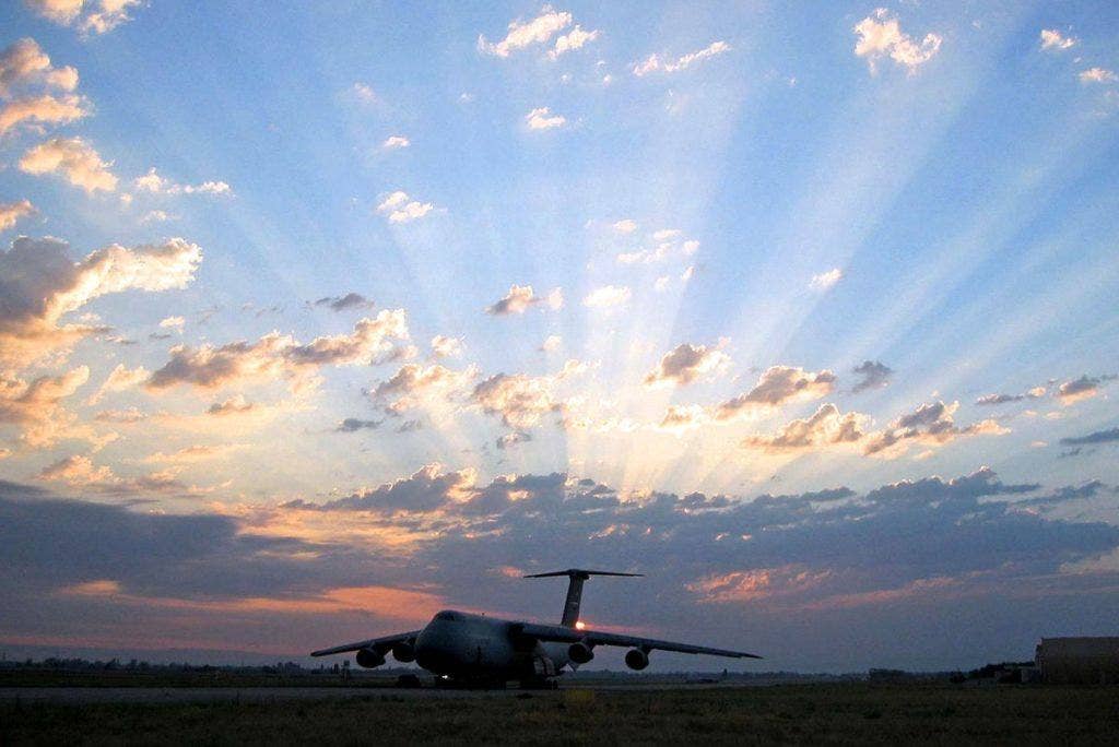 A C-5 Galaxy from the Air Force Reserve Command's 433rd Airlift Wing is ready to depart a deployed location on another mission supporting Operation Iraqi Freedom. | US Air Force photo by Capt. Jeremy Angel