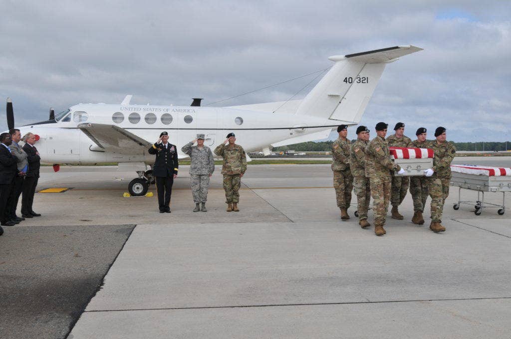 Aviators from the Army Reserve Aviation Command assisted in the transfer of remains of U.S. Soldiers from the Mexican-American War. The multi-day mission required the aviators to fly into Monterrey, Mexico to retrieve the remains and then transport them to Dover Air Force Base for a Dignified Transfer Ceremony led by the U.S. Army's Old Guard, Sept. 28. (U.S. Army Photo by Capt. Matthew Roman, Army Reserve Aviation Command Public Affairs Officer)