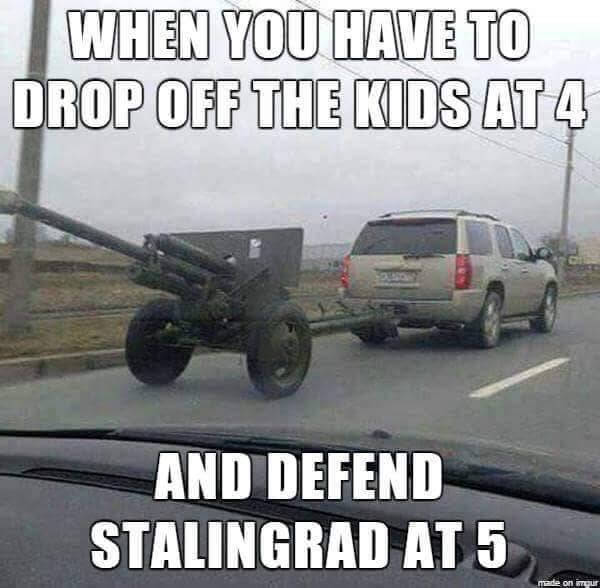 Now you have to have a few kids so that you can properly crew the weapon.