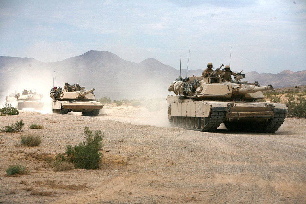 Abrams tanks on the move. (US Army photo)