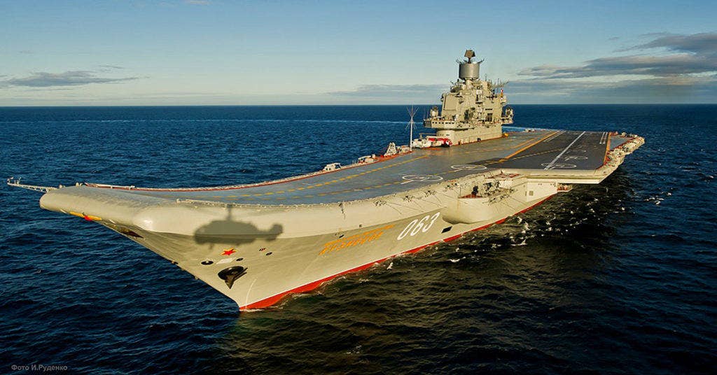 The Russian aircraft carrier Admiral Kuznetsov. (Photo from Wikimedia)