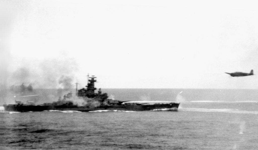 The USS South Dakota fired on an incoming Japanese bomber. (Photo: U.S. Navy)