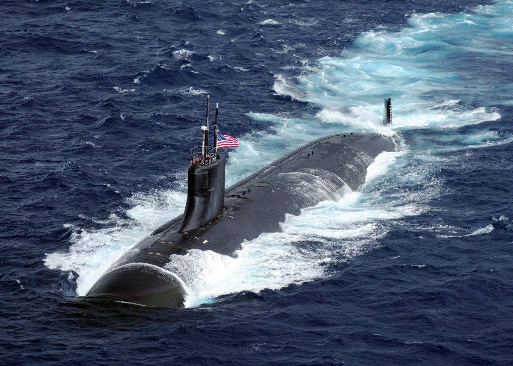 The Seawolf-class attack submarine USS Connecticut is underway in the Pacific Ocean. (Photo from U.S. Navy).