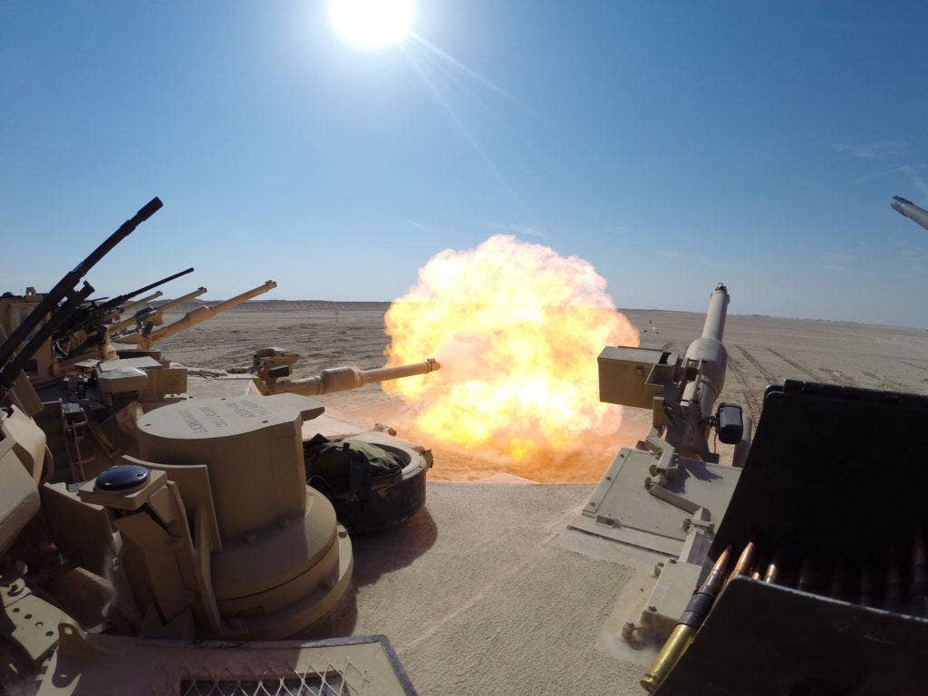 M1 Abrams tanks conduct a live fire range day. (Photo from U.S. Army)