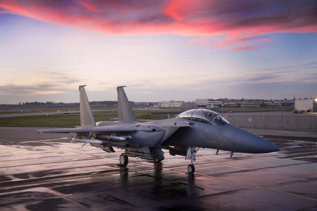 A Boeing Advanced F-15 Eagle on the flight line in St. Louis. | Boeing photo