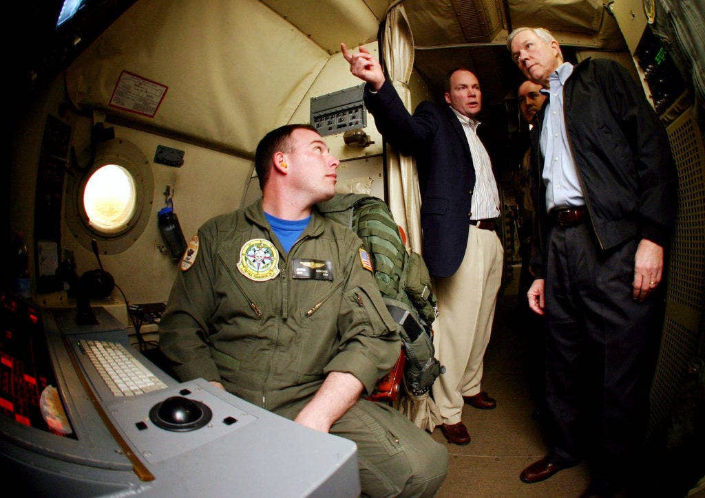 Alabama Senator Jeff Sessions tours a sensor station inside of a P-3C Orion aircraft. | U.S. Navy photo by Journalist 3rd Class Stephen P. Weaver