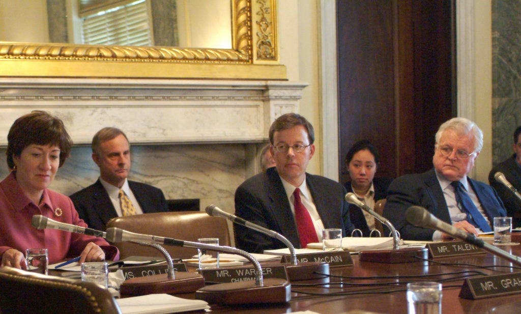 Senator Jim Talent (center) of Missouri with the Senate Armed Services Subcommittee on Sea-power in 2003. | U.S. Navy photo by Chief Photographer's Mate Johnny Bivera