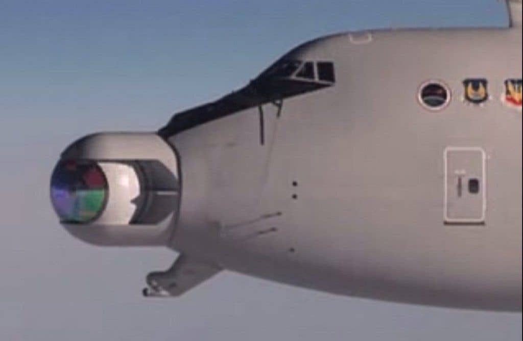 The YAL Airborne Laser Testbed's turret assembly. (Photo: YouTube)