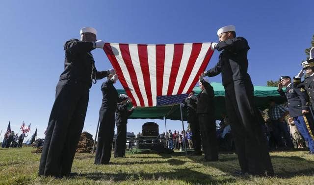 An Honor Guard at Lewis Wagoner's funeral, 75 years after his death. (AARP)