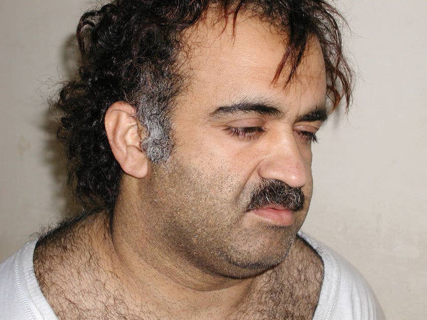 Photo of Khalid Sheikh Mohammed taken after his capture by American personnel. (Photo by DOD)