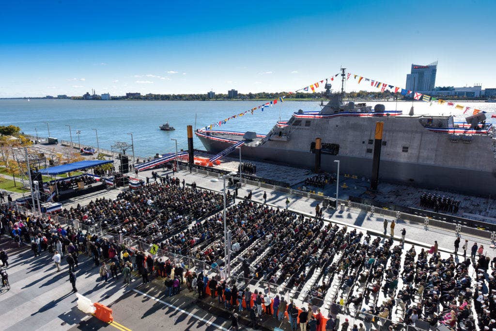 The Navy's newest Freedom-variant littoral combat ship, USS Detroit (LCS 7) is commissioned. (U.S. Navy photo)