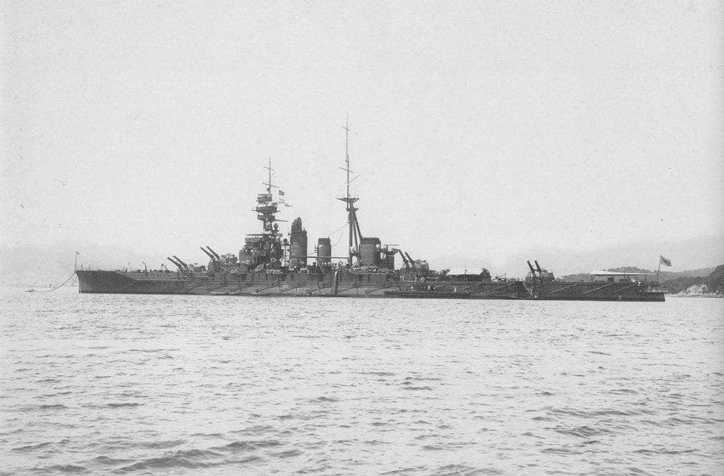 Battlecruiser HIJMS Hiei at Saesbo in 1926. She was sunk in 1942. (Photo from Wikimedia Commons)