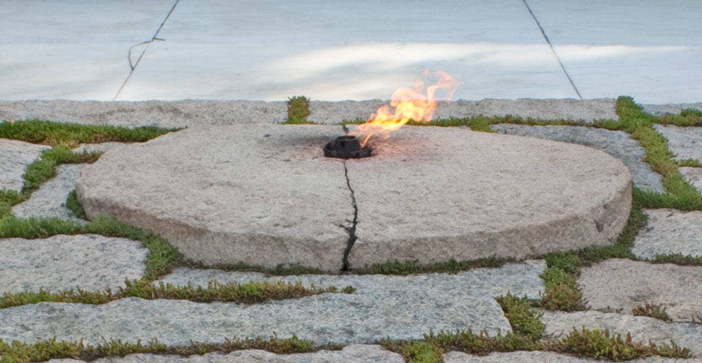 The eternal flame at the grave of John F. Kennedy. (Photo by Wikimedia Commons user Wknight94)