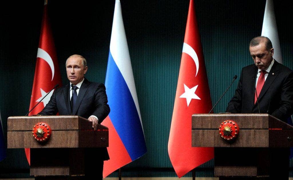 Russian President Vladimir Putin and Turkish President Recep Tayyip Erdogan at a Russian press conference in 2014. | Russian State Media