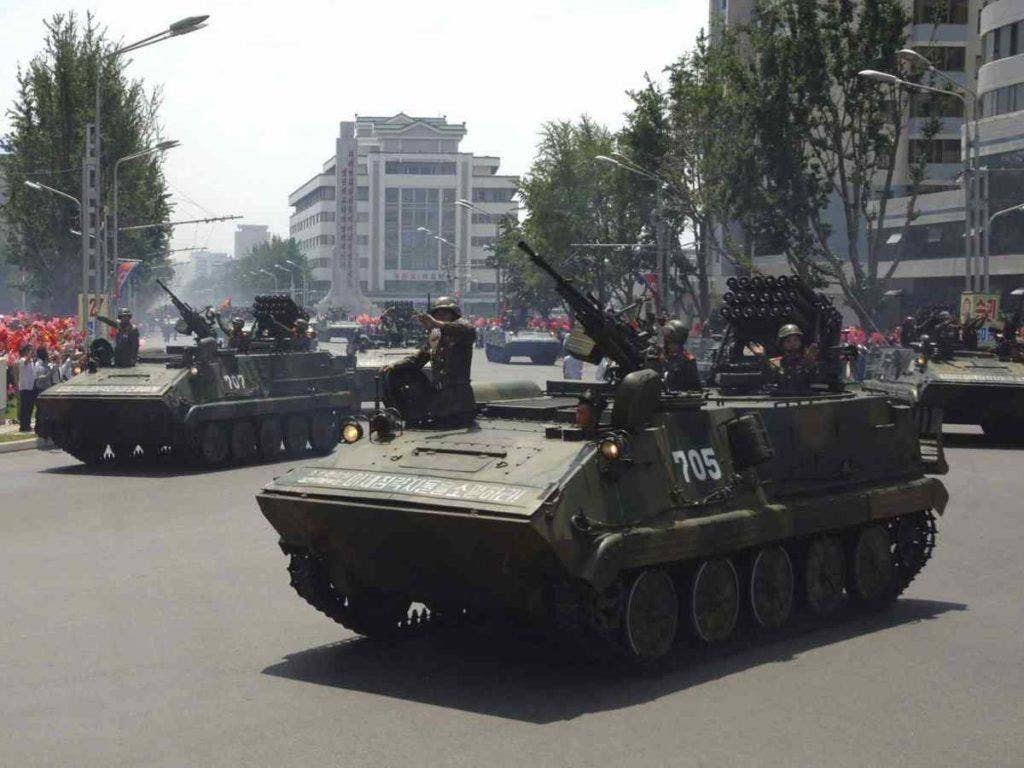 Though the equipment is outdated, North Korea does possess some armoured vehicles, which are largely copies of Soviet or Chinese-made models. (Photo: Reuters/KNCA)