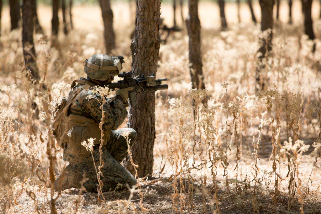 If a mortar position comes under direct attack or if the battle shifts in a way that makes mortars less useful than rifles, the mortarmen can move into action as riflemen. After all, mortarmen are infantry. (Photo: U.S. Marine Corps Staff Sgt. Tia Nagle)