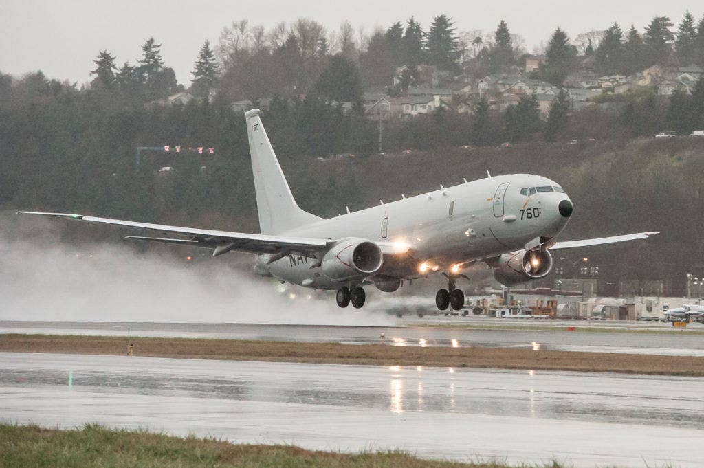 P-8A Poseidon aircraft No. 760 takes off from a Boeing facility in Seattle, Wash., for delivery to fleet operators in Jacksonville, Fla., marking the 20th overall production P-8A aircraft for the U.S. Navy. This 20th overall delivery will help the U.S. Navy prepare the next squadron transition to the P-8A from the P-3C Orion. The second fully operational P-8A squadron is deployed to the U.S. 7th Fleet area of responsibility. (U.S. Navy photo courtesy of Boeing Defense)