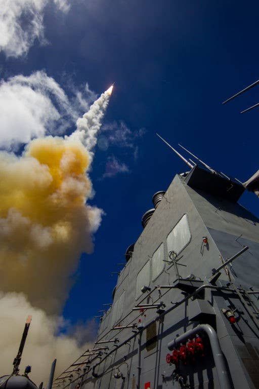 The navy practicing the interception of a cruise missile