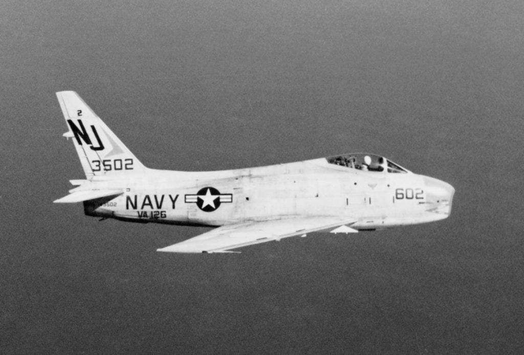 FJ-4B Fury with VA-126. During his time with that squadron, Cernan flew the FJ-4B. (U.S. Navy photo)