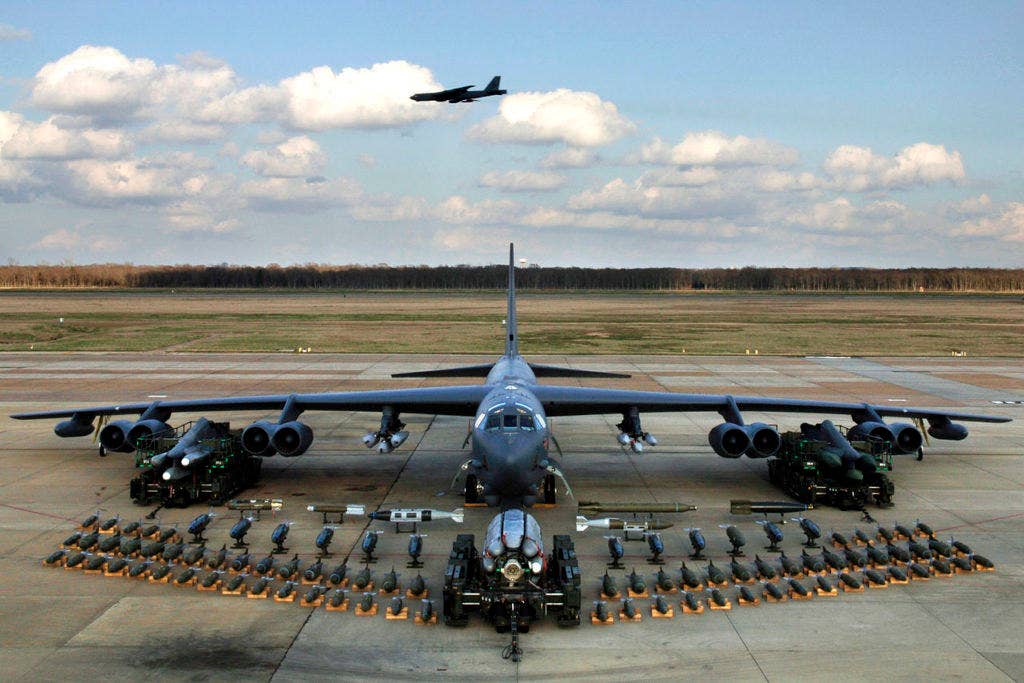 This is what a normal B-52 Stratofortress can carry. Add AMRAMMs and other high-tech stuff, and you get what a Megafortress can carry. (USAF photo)