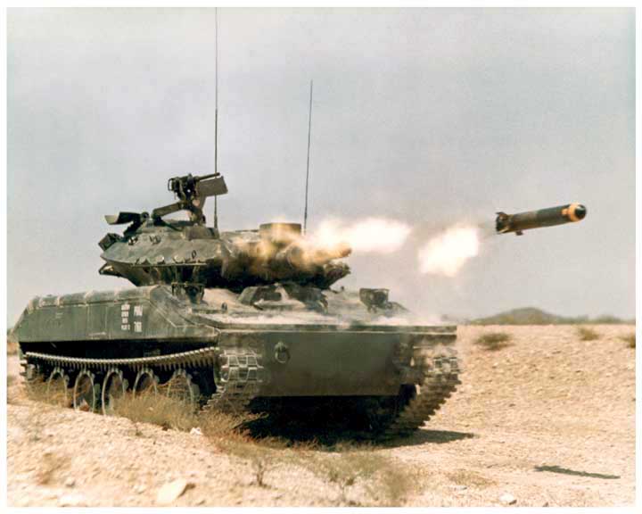 The M551 Sheridan tank firing a Shillelagh missile. (Photo by U.S. Army)