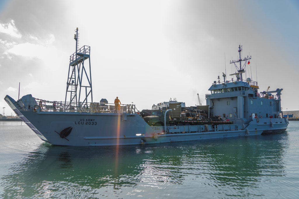 The 481st Transportation Company (Heavy Boats) brings loads of equipment from Port Hueneme, Calif., to San Clemente Island, May 19, 2015. This 16-hour round trip for the Landing Craft Utility 2000 saves the U.S. Navy hundreds of thousands of dollars.