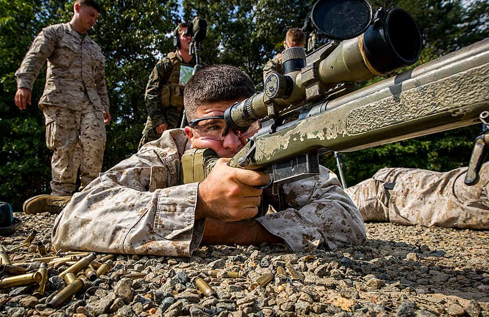 Scout snipers training with long-range weapons