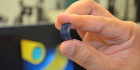 The supercapacitor ribbon can be reused more than 30,000 times and can fully charge an iPhone in minutes. (UCF photo)