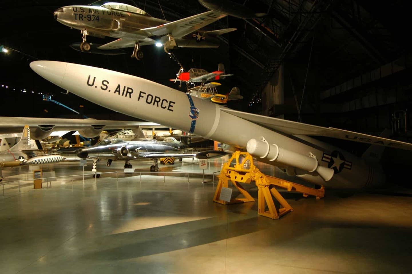 SM-62 Snark missile on display in the Cold War Gallery at the National Museum of the U.S. Air Force. (U.S. Air Force photo)