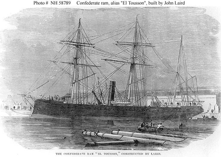 The HMS Scorpion was originally ordered by the Confederate Navy. (Engraving: U.S. Naval Historical Center)