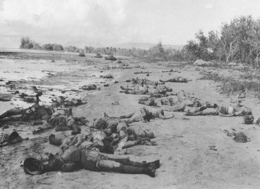 The aftermath of a banzai charge on Guadalcanal, 1942. (Photo: U.S. Marine Corps)