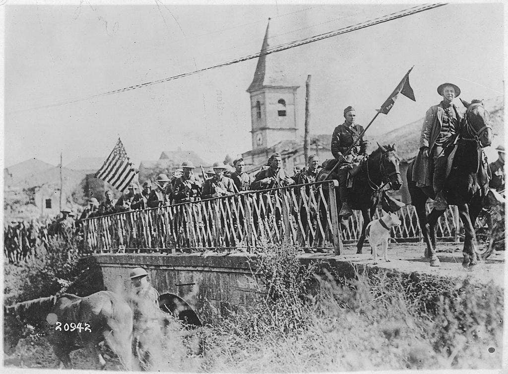 American engineers returning from the front at the Battle of St. Mihiel. (National Archives, 1918)