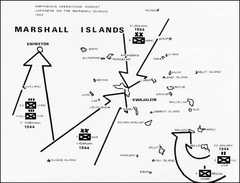 Diagram of the American plans to attack the Marshall Islands. (USMC graphic)