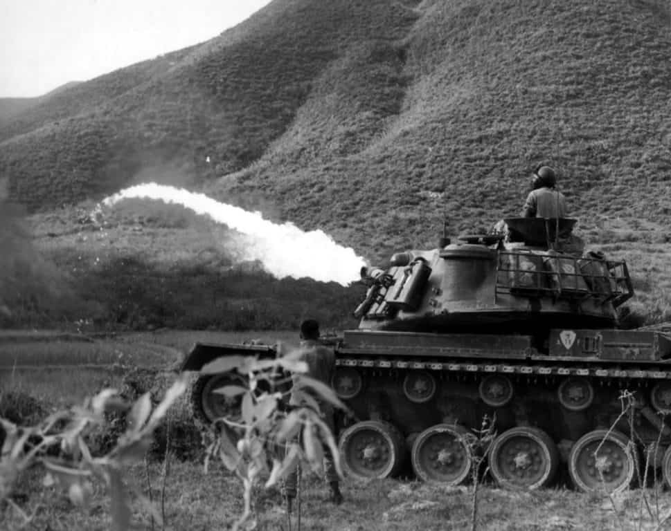 An M67 throwing flames. No big deal. (U.S. Army photo)