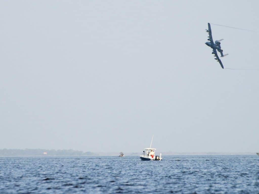 An A-10 Thunderbolt IIs with the 74th Fighter Squadron from Moody Air Force Base, Ga., flies over the Gulf of Mexico Feb. 7 during Combat Hammer. The 86th Fighter Weapons Squadron's Combat Hammer is a weapons system evaluation program at Eglin Air Force Base, Fla. | US Air Force photo by Ilka Cole