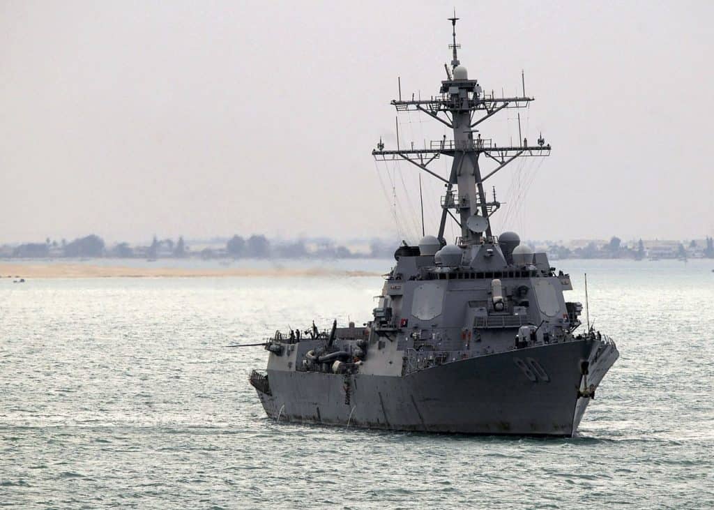USS Roosevelt (DDG 8-) in the Suez Canal. (US Navy photo)