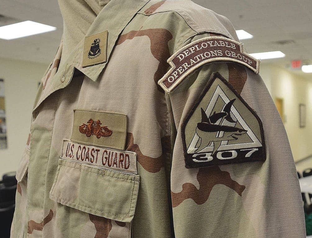 This Coast Guard Desert Combat Uniform represents a Chief Petty Officer assigned to the 307th Port Security in Clearwater, Fla. The uniform is among the hardest to find since only a few few thousand Coast Guardsmen deployed. This unit saw deployments to Iraq and Guantanamo Bay, Cuba. (Photo: U.S. Military)