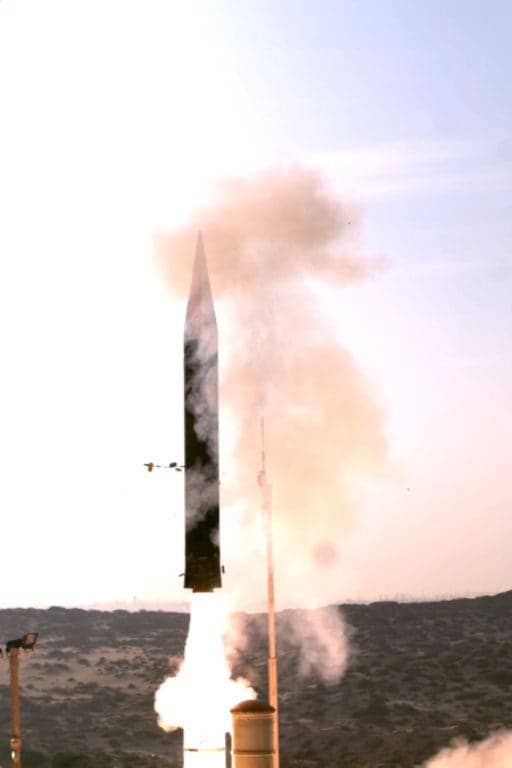 The Israel Missile Defense Organization (IMDO) and the U.S. Missile Defense Agency (MDA) completed the second successful flyout test of the Arrow-3 interceptor in 2014. (Dept. of Defense photo)