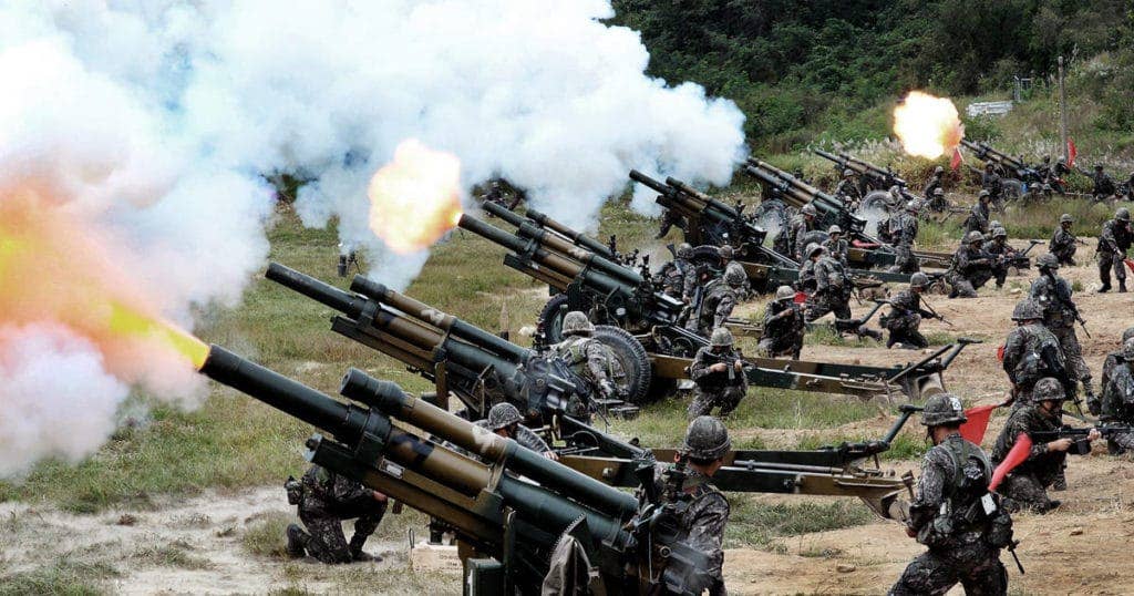 KM-101 105mm artillery firing exercise of Republic of Korea Army 6th Division (ROK photo)