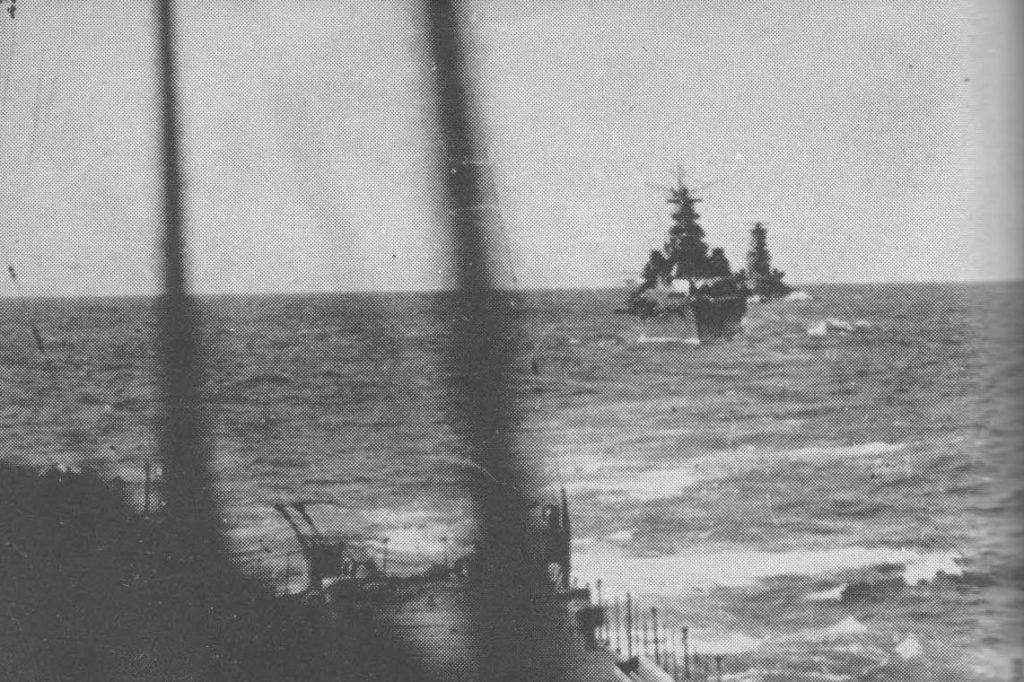 Japanese ships sailing towards Guadalcanal on Nov. 14, 1942. (Japanese photo)