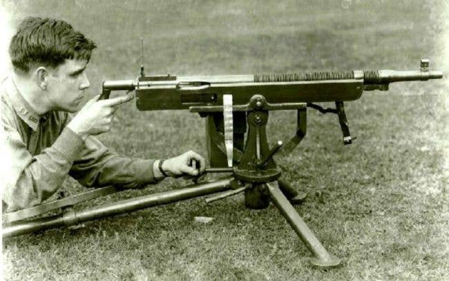 A U.S. Army captain fires the Colt-Browning M1895 Machine Gun during a demonstration. (Photo: U.S. Army)