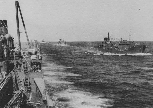 Imperial Japanese Navy tankers steam in a convoy in World War II. (Photo: Public Domain)
